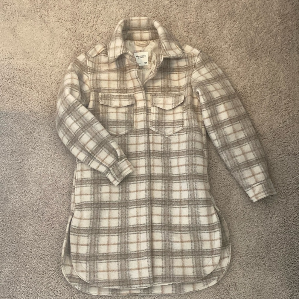 Abercrombie Long Plaid Wool Jacket